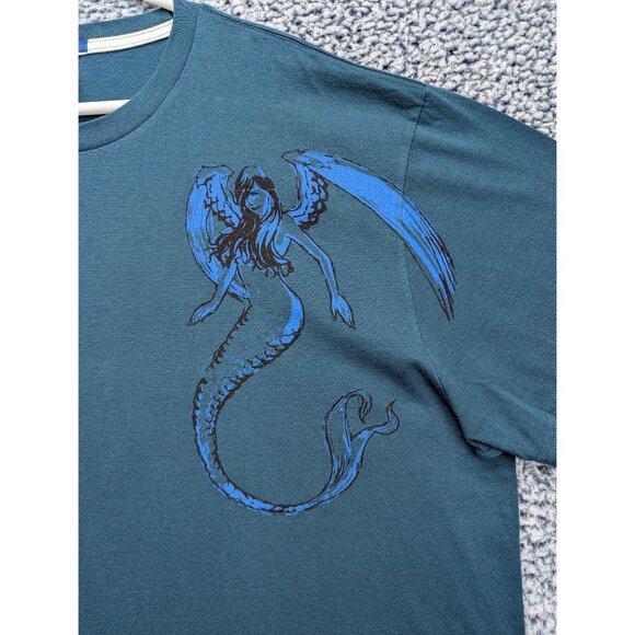 Y2K Old Navy Shirt Mens XL Mermaid Graphic Relaxed Fit Skater Grunge VTG Blue - Picture 5 of 11